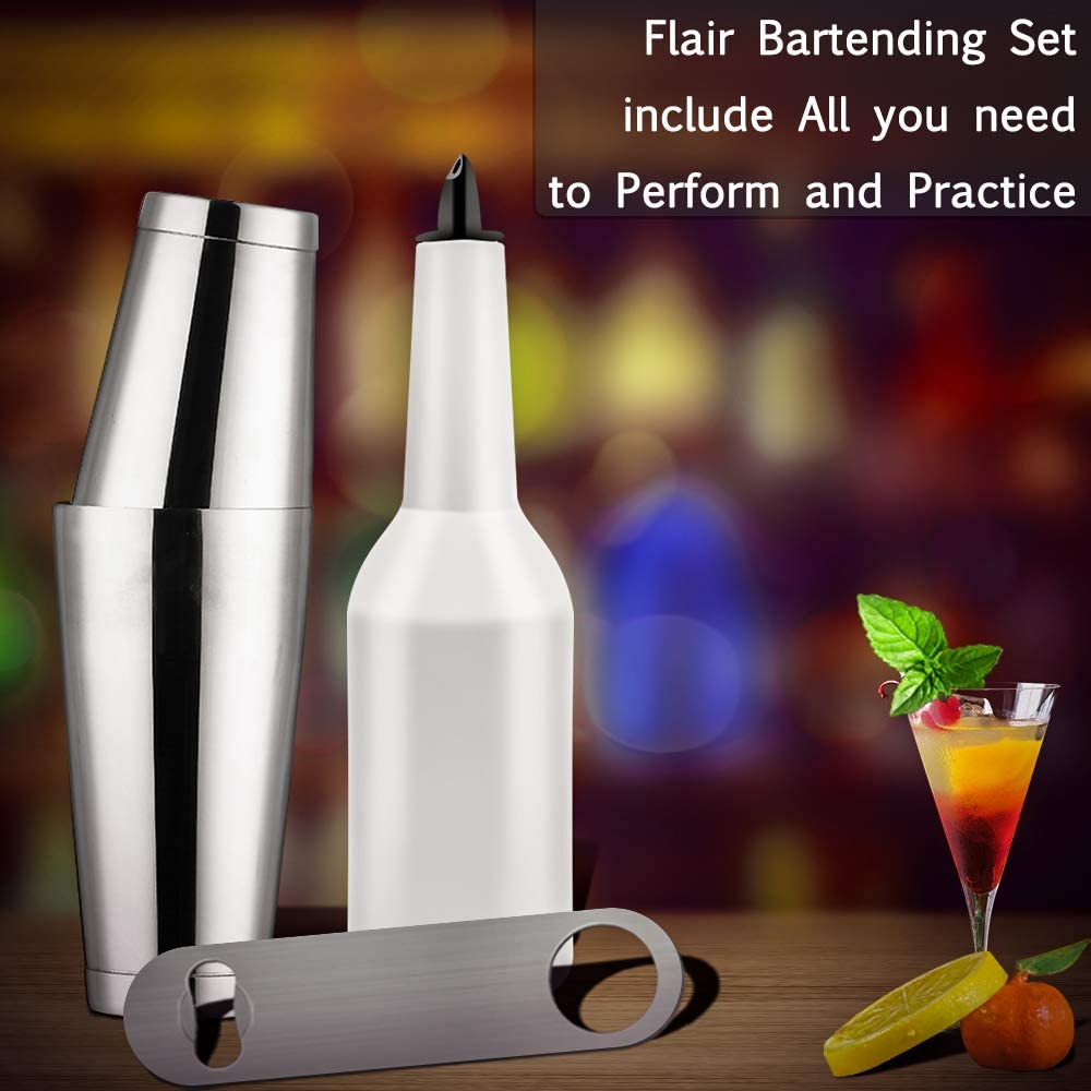 Flair瓶 -  Flair调酒师套件，1瓶2罐，练习和性能瓶 -  FLKT0001（Flair Bottle Botter Boston Shaker）