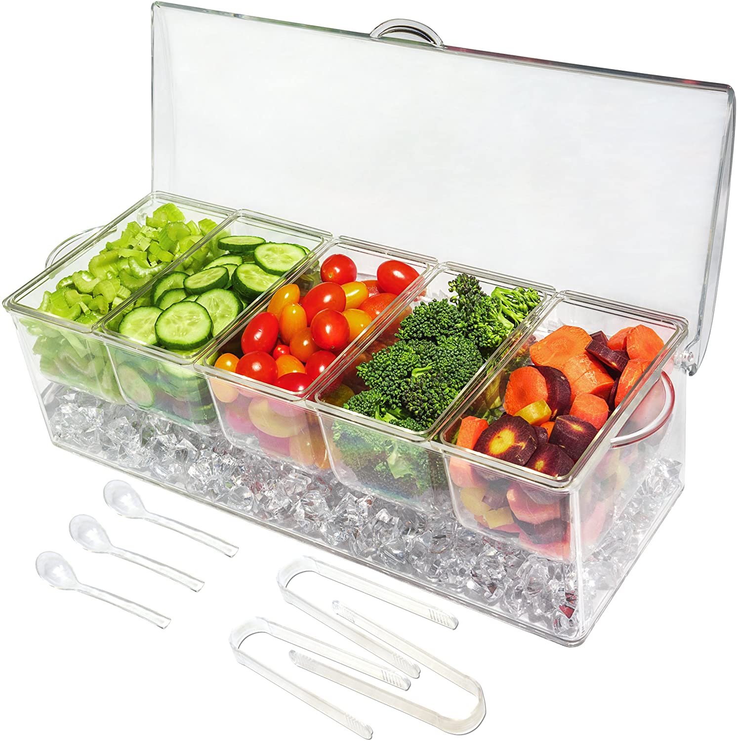Impirilux Ice Chilled 5 Compartment Condiment Server Caddy