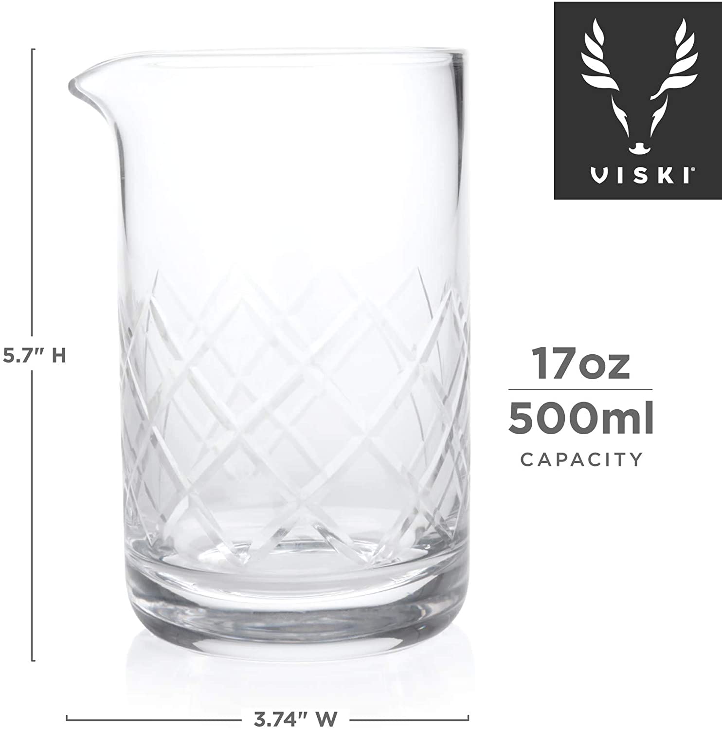 Viski Crystal Cocktail Mixing Glass